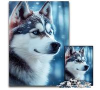 Jigsaw Puzzles for Adults, 1000 Piece Husky Snowing Jigsaw Puzzles Brain Teaser Game for Teenagers, Perfect 26X38CM/10.23x14.96inch
