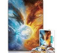 Jigsaw Puzzles for Adults 1000 Piece Ice And Fire Dragon Teenager Jigsaw,Challenging Game Toys Wall Decoration Unique Birthday And Xmas Gifts (size 38x26cm)