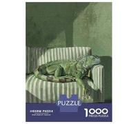 Jigsaw Puzzles for Adults 1000 Piece Iguana Resting on Striped Couch Puzzles for Adults Relaxing Games A Work of Art Fun Activities at Home 52x38cm/1000pcs