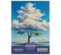 Jigsaw Puzzles for Adults 1000 Piece Impasto Tree Painting on Island Puzzle for Adults Brain Teaser Game Enhance Memory Fun at Home Activities, 70x50cm/1000pcs