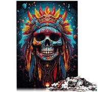 Jigsaw Puzzles for Adults 1000 Piece indian skull Quiz game 26x38cm Wall Decoration Unique Birthday and Xmas Gifts for 14 year olds
