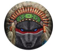 Jigsaw Puzzles for Adults 1000 Piece Indian War Chief Wolf Puzzles for Adults DIY Decoration, Brain Challenge, for Adult, Family, 67.5x67.5cm
