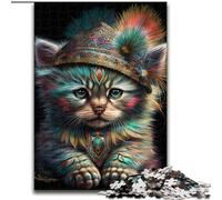 Jigsaw Puzzles for Adults 1000 Piece Indian Warrior Cat 1000 Piece Jigsaw Puzzle Challenging Brain Teaser for Teenagers, Family Fun, DIY Home Decor Gift (Size 26x38cm)