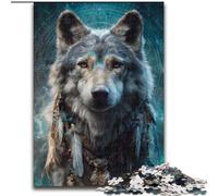 Jigsaw Puzzles for Adults 1000 Piece Indian Wolf Jigsaw Puzzles for Adults 1000 for Teenagers Family Educational Games Home Decoration Gift (Size 50x75cm)