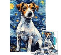 Jigsaw Puzzles for Adults 1000 Piece Jack Russell Terrier Night Jigsaw for Adults Family Games Presents for Women Fun at Home Activities, (Size 38x52cm)