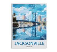 Jigsaw Puzzles for Adults 1000 Piece，Jacksonville Florida Vintage Travel Poster，Difficult Puzzle Perfect Educational Gift for Boys and Girls50x70cm-J14