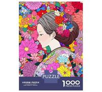 Jigsaw Puzzles for Adults 1000 Piece Japan Woman Kimono Flowers Jigsaw Puzzle Brain Teaser Game Stress Reliever Unique Birthday And Xmas Gifts 70x50cm/1000pcs