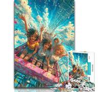 Jigsaw Puzzles for Adults 1000 Piece Japanese Anime Girl,Stress Reliever Staycation Kill Time with Matching Poster And Trivia Sheet (38x26cm)