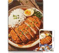 Jigsaw Puzzles for Adults 1000 Piece Japanese Katsu Curry with Rice And Egg Toys Educational Games Enhance Memory Educational Toy Size 50x75cm