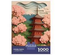 Jigsaw Puzzles for Adults 1000 Piece Japanese Pagoda with Cherry Blossoms Teenager Puzzles Hands-on Game Home Decoration Christmas Birthday Gifts 52x38cm/1000pcs