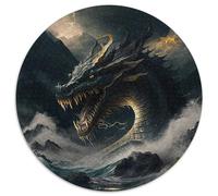 Jigsaw Puzzles for Adults 1000 Piece Japanese Style Dragon Round Cardboard Jigsaw Puzzles Perfect Christmas & New Year Gift, (67.5x67.5cm)