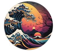 Jigsaw Puzzles for Adults 1000 Piece Japanese Style Waves Jigsaw Puzzles for Adults Making It A Great Gift for Family Fun (67.5x67.5cm)