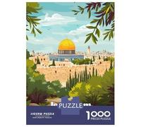 Jigsaw Puzzles for Adults 1000 Piece Jerusalem, Palestine Illustration Adult Puzzles Toy Wall Decor Wall Decoration Deal As Gifts for The Whole Family 38x26cm/1000pcs
