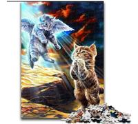 Jigsaw Puzzles for Adults 1000 Piece Jesus Cat Praying, Help The Brain Exercise Addictive Toys to Cultivate Patience Perfect Decoration (Size 26x38cm)