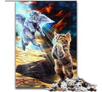 Jigsaw Puzzles for Adults, 1000 Piece Jesus Cat Praying Wooden Jigsaw size 50x75cm Relaxing Entertainment, Home Decor