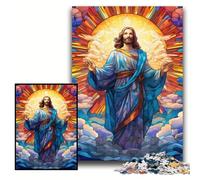 Jigsaw Puzzles for Adults 1000 Piece Jesus in The Sky Wooden Jigsaw Puzzles Size 50x75cm Brain Challenge Game for Teenagers & Family Interaction