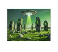 Jigsaw Puzzles for Adults 1000 Piece Jigsaws Puzzles for Adults，A UFO erects stone circles，Jigsaw Puzzle 1000 Pieces for Adult Challenging Puzzle Games（38x26cm）-AE85