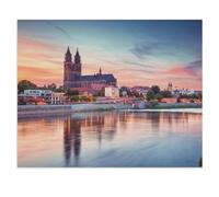 Jigsaw Puzzles for Adults 1000 Piece Jigsaws Puzzles for Adults，Cityscape of Magdeburg with Elbe River, Germany，Jigsaw Puzzle 1000 Pieces for Adult Challenging Puzzle Games（75x50cm）-W69