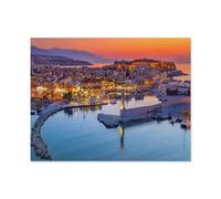 Jigsaw Puzzles for Adults 1000 Piece Jigsaws Puzzles for Adults，The old Venetian harbour of Rethymno town, island of Crete, Greece，Jigsaw Puzzle 1000 Pieces for Adult Challenging Puzzle Games-D49