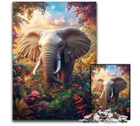 Jigsaw Puzzles for Adults, 1000 Piece Jungle Elephant Wooden Jigsaw Puzzles Colorful Home Decor & Interactive Family Game, 50X75CM