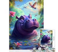 Jigsaw Puzzles for Adults 1000 Piece Jungle Hippo Serenity Family Games Hand Speed Race Anti-Stress Toys Unique Birthday And Xmas Gifts (50x75cm)