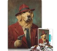 Jigsaw Puzzles for Adults 1000 Piece Killer Golden Retriever Adult Jigsaw,Decompressing Intellectual Educational Toy Birthday Gift (size 38x26cm)