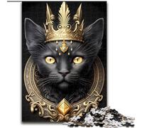 Jigsaw Puzzles for Adults 1000 Piece King Cat Golden Art Deco cardboard Puzzles size 26x38cm Family Activity, Brain Teaser, Home Decor