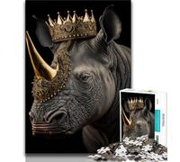 Jigsaw Puzzles for Adults 1000 Piece King Rhino Golden Art Deco Teenager Jigsaw,Challenging Game Toys Wall Decoration Unique Birthday And Xmas Gifts (size 38x26cm)