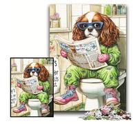 Jigsaw Puzzles for Adults, 1000 Piece King Spaniel Go Toilet Wooden Jigsaw Puzzles for Adults 50x75 cm Interactive Family Game, Brain Challenge, Educational Toy