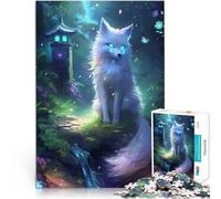 Jigsaw Puzzles for Adults 1000 Piece Kitsune Fox White Neon pädagogische Herausforderung Ein Kunstwerk52x38cm