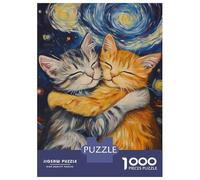 Jigsaw Puzzles for Adults 1000 Piece Kittens in Starry Embrace Jigsaw Puzzle Brain Teaser Game Stress Reliever Unique Birthday And Xmas Gifts 52x38cm/1000pcs