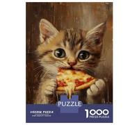 Jigsaw Puzzles for Adults 1000 Piece Kitty's Pizza Bite Puzzle for Adults Brain Teaser Game Enhance Memory Fun at Home Activities, 52x38cm/1000pcs