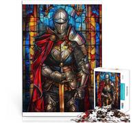 Jigsaw Puzzles for Adults 1000 Piece Knight Paladin Stain Glass Made of wood for age 14 years and over Beautiful design gameBeautiful design game A work of art。size：50x75cm/19.68x29.52inch