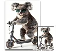 Jigsaw Puzzles for Adults 1000 Piece Koala ScooterPaper Jigsaw Puzzles Perfect for Teenagers Collectors Ideal Home Decor Travel Gift 1000 PCS(38x26cm)