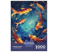 Jigsaw Puzzles for Adults 1000 Piece Koi Fish in Blue Water Painting Puzzle for Adults Brain Teaser Game Enhance Memory Fun at Home Activities, 70x50cm/1000pcs