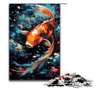 Jigsaw Puzzles for Adults 1000 Piece Koi Fish Is Surrounded by Splatters in The Style Wooden Puzzle Learning Educational Toys Family Games 75x50cm