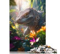 Jigsaw Puzzles for Adults 1000 Piece Komodo Dragon in Tropical Jungle Puzzles for Adults Woodenboard Puzzles Funny Gift 1000pcs (75x50cm)