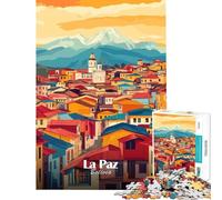 Jigsaw Puzzles for Adults 1000 Piece La Paz Bolivia Cityscape for Educational Game Challenge Toy Relaxing Games Improve Memory Gifts Birthday (Size 38x52cm)