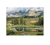 Jigsaw Puzzles for Adults 1000 Piece，Lake Carezza with rose garden group in the Dolomites，Classic Puzzle Teens Boys Girls Puzzles for DIY Intellective Educational Game, Gift Home Decor（38x26cm）-AE53