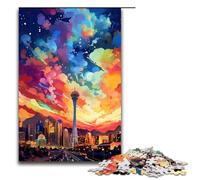 Jigsaw Puzzles for Adults 1000 Piece Las Vegas Nevada Is Surrounded by SplattersLots of Colour Wooden Puzzle Learning Educational Toys Family Games 75x50cm