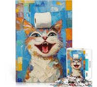 Jigsaw Puzzles for Adults 1000 Piece Laughing Cat with Toilet Paper Stressabbau Die Liebe zwischen Paaren stärken38x26cm
