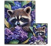 Jigsaw Puzzles for Adults, 1000 Piece Lavender And Raccoon Puzzle for Age 14+ Educational Challenge Fun Activities at Home, Birthday Gifts, Travel Gifts 50X75CM