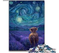 Jigsaw Puzzles for Adults 1000 Piece Lavender Under The Night Sky Jigsaw Family Activity Game for Teenagers, Challenging Brain Teaser 50X75CM