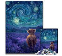 Jigsaw Puzzles for Adults, 1000 Piece Lavender Under The Night Sky Puzzle for Age 14+ Educational Challenge Fun Activities at Home, Birthday Gifts, Travel Gifts 50X75CM