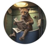Jigsaw Puzzles for Adults, 1000 Piece Leopard Reading Newspaper Round Puzzles 1000 Pieces for Adults for Home Decor, Ideal Christmas & New Year Gift for Teenagers 67.5x67.5cm