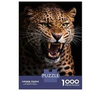 Jigsaw Puzzles for Adults 1000 Piece Leopard Roaring with Bared Teeth Adult Puzzles Brain Teaser Game Home Decoration Christmas Birthday Gifts 52x38cm/1000pcs