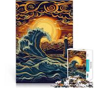 Jigsaw Puzzles for Adults 1000 Piece Light House Ocean Waves Made of cardboard，Suitable for people aged 14 and above educational challenge because it is ideal as a gift for the whole family。