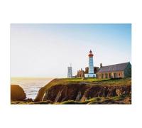 Jigsaw Puzzles for Adults 1000 Piece，Lighthouse Built on the Ruins of an Old Abbey in Saint Mathieu (France)，Educational Games Brain Challenge Jigsaw Puzzles for Adult Kids（50x70cm）-AE57