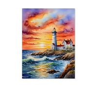 Jigsaw Puzzles for Adults 1000 Piece，Lighthouse in the Evening Sun，Difficult Puzzle Perfect Educational Gift for Boys And Girls（75x50cm）-Z79