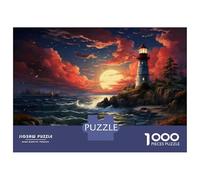 Jigsaw Puzzles for Adults 1000 Piece Lighthouse Sunset Seascape Jigsaw Puzzle Brain Teaser Game Stress Reliever Unique Birthday And Xmas Gifts 52x38cm/1000pcs
